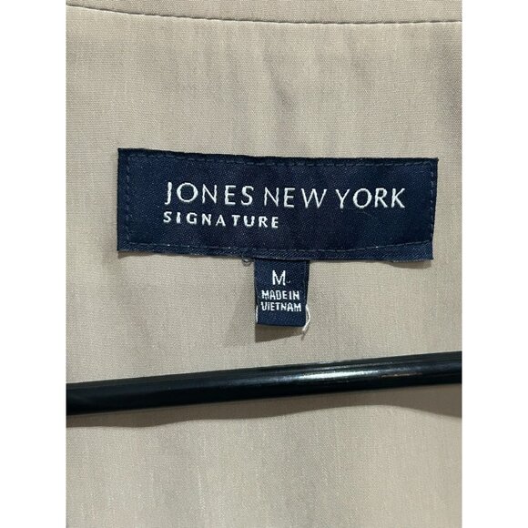 Jones New York Signature Draped Jacket Beige Sz Medium Roll Tab Sleeve Utility - Picture 5 of 11